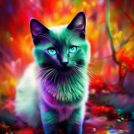 Professional multiple exposure digital painting by Andreas Lie :: "a cat doing yoga ", douple exposure yoga cat:: cute b...