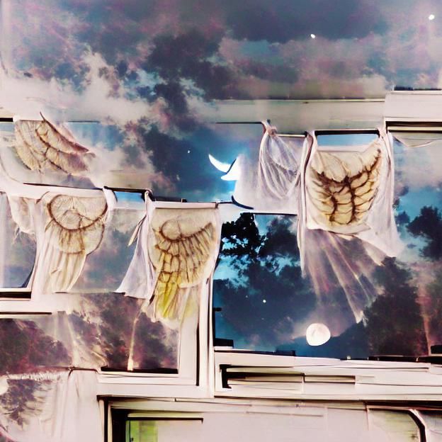 Angels Washing Windows Under New Moon
