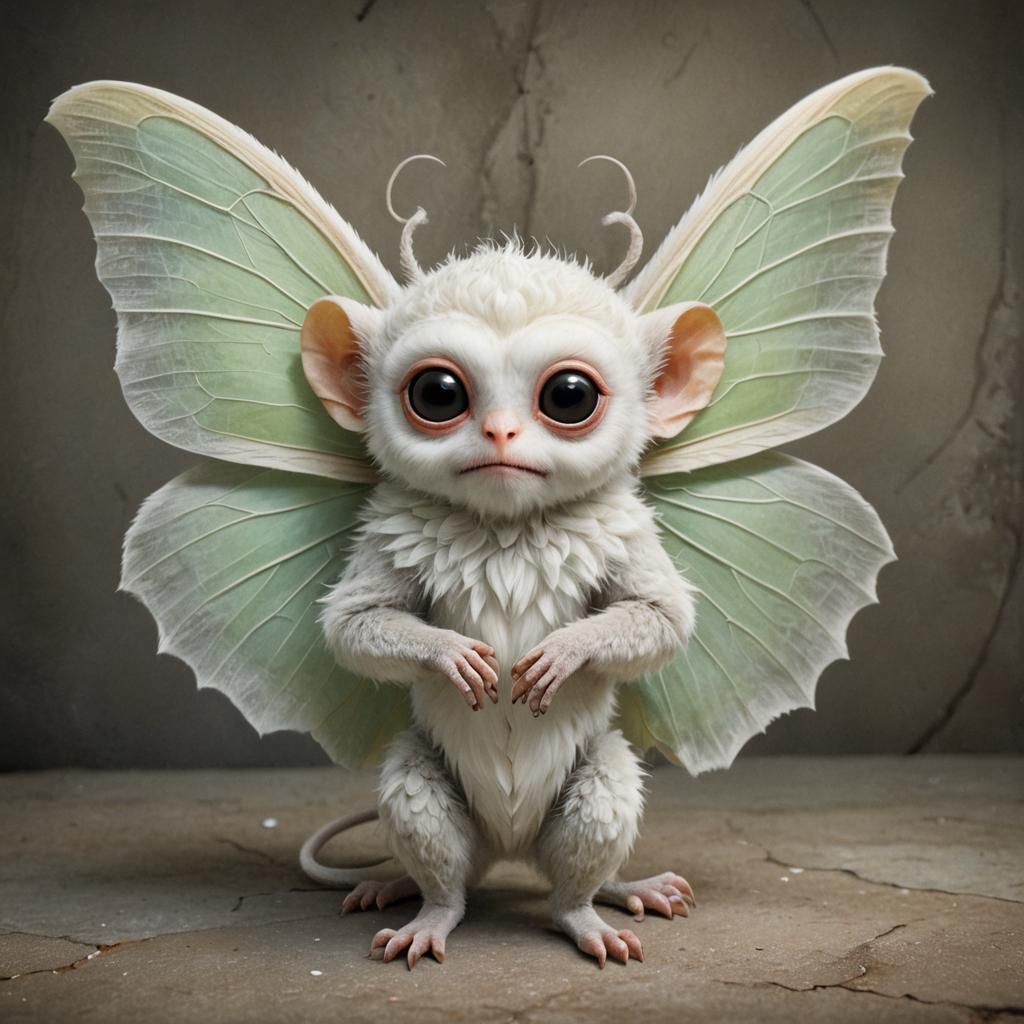 Cute Moth Monkey Hatchling: Fantasy Concept Art