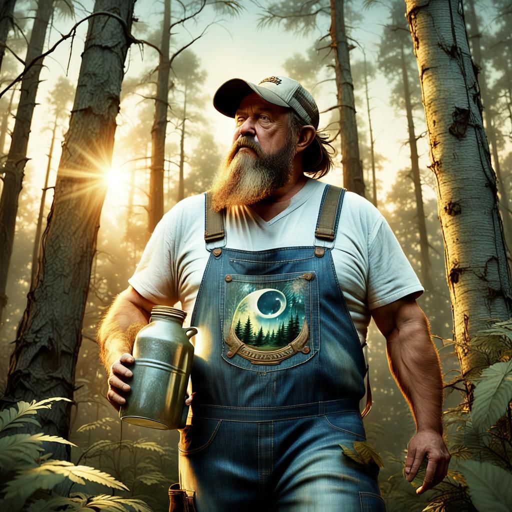 Redneck in Mystical Forest, Southern Folk Art