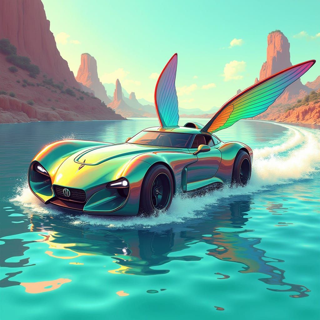 Futuristic Speedster with Iridescent Wings