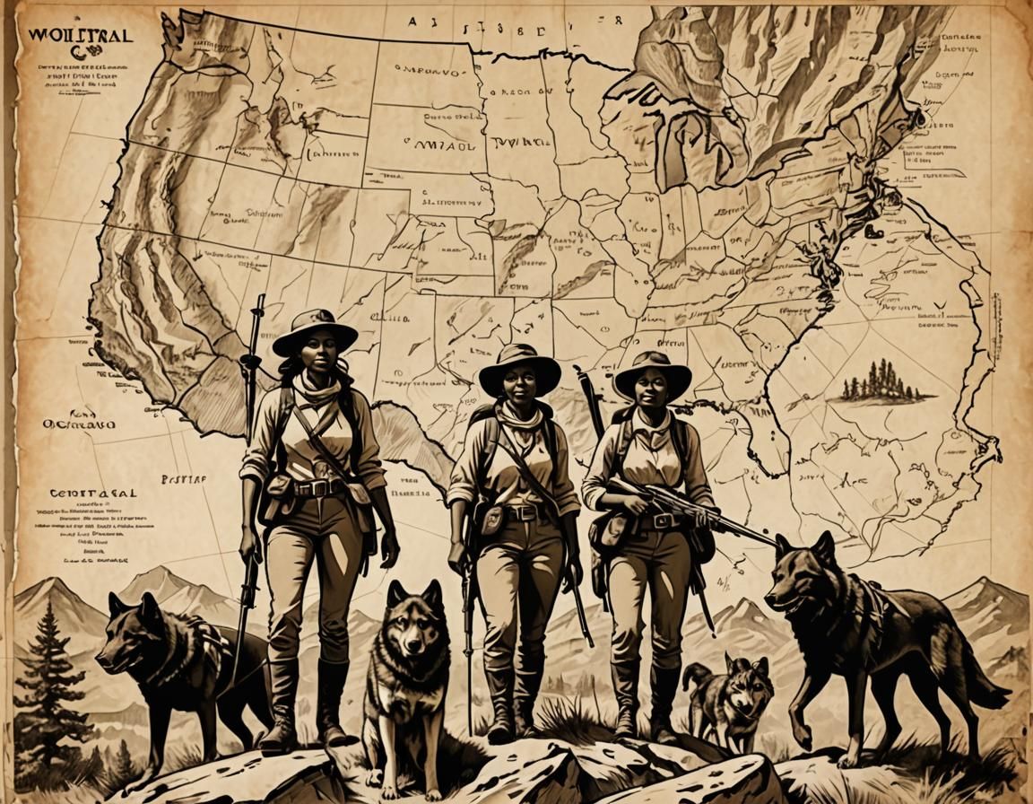 Vintage Sepia Photo of African American Hikers