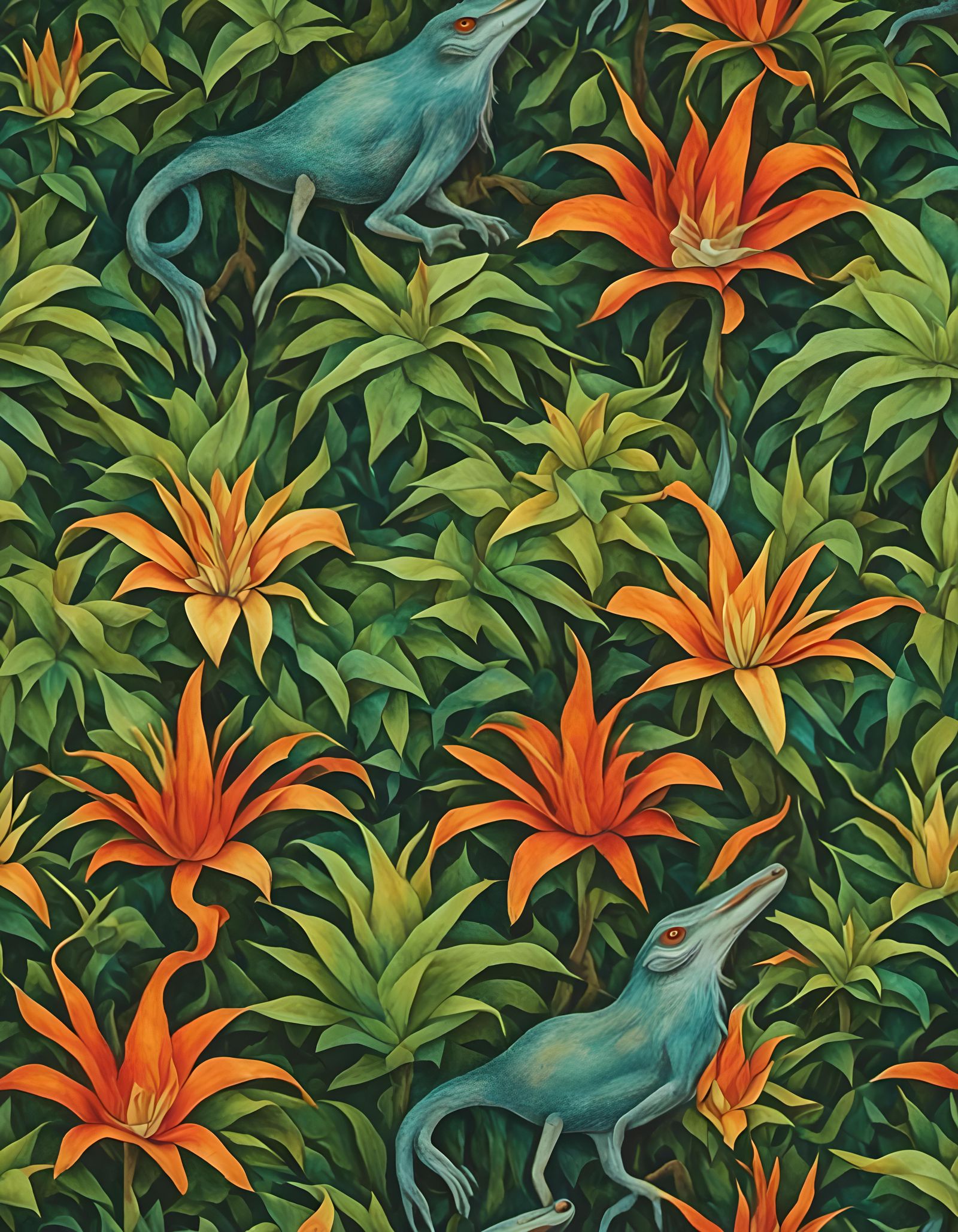 Surreal Creatures in a Tropical Garden