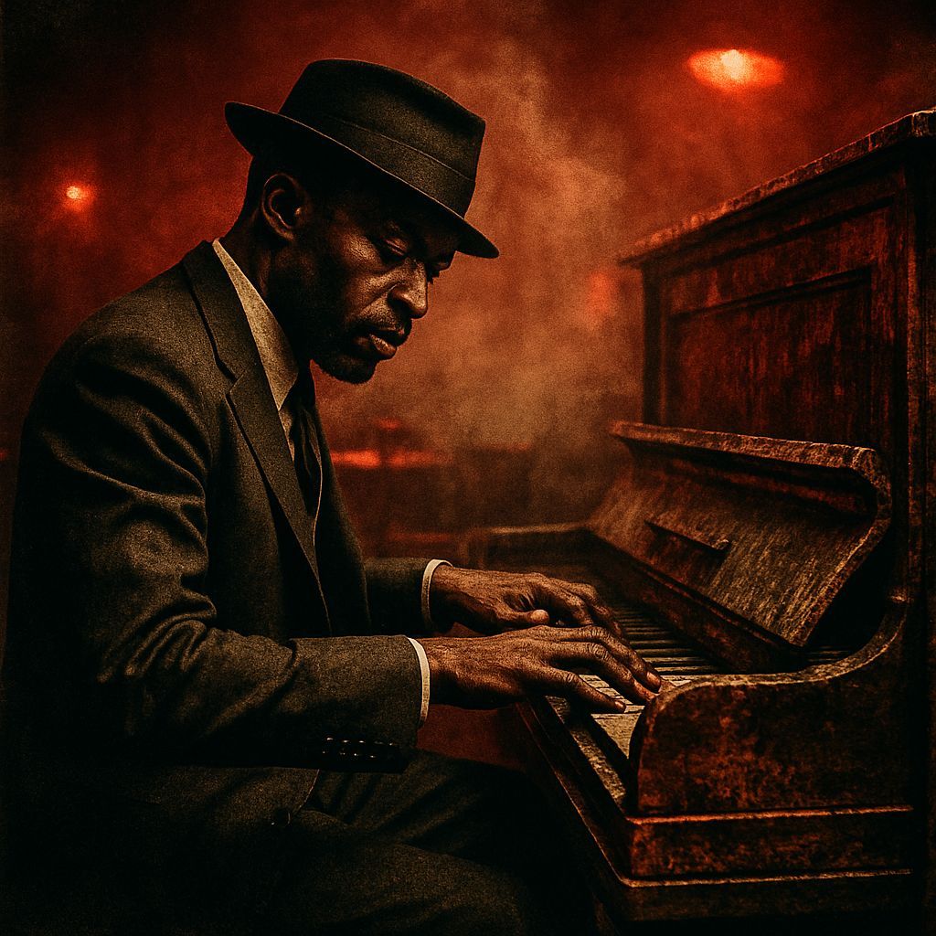 Blues Piano Player in Smoky 1930s Speakeasy