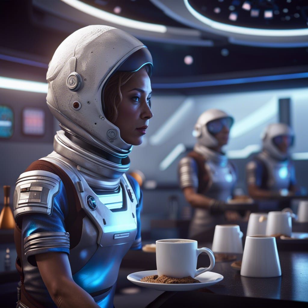 Sci-Fi Coffee Shop on Asteroid in Unreal Engine