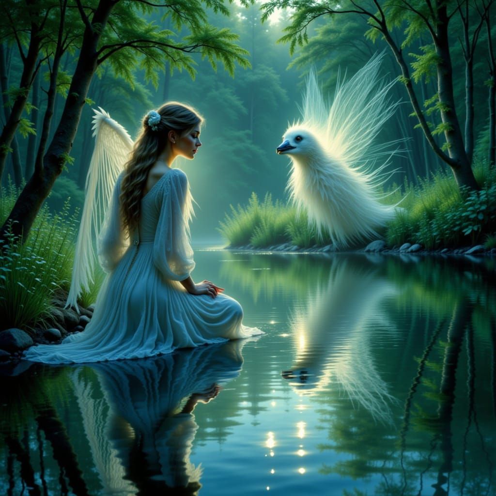 Mystical Reflection in Forest Lake