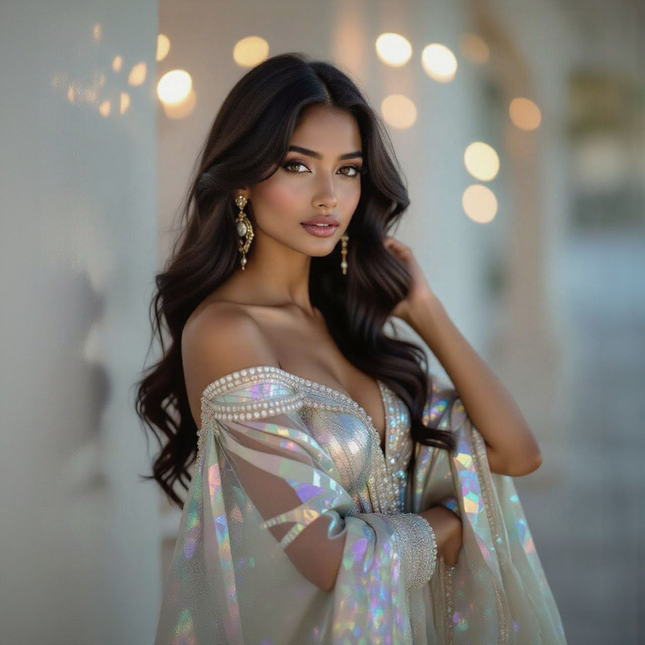 Elegant Goa Woman in Futuristic Art Deco Gown