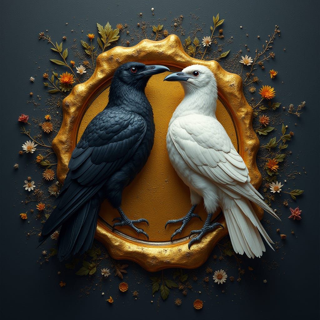 Contrasting Ravens on Black and Gold Wax Seal