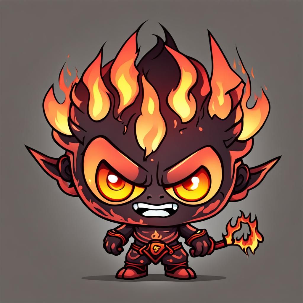 Chibi Demon with Flaming Eyes