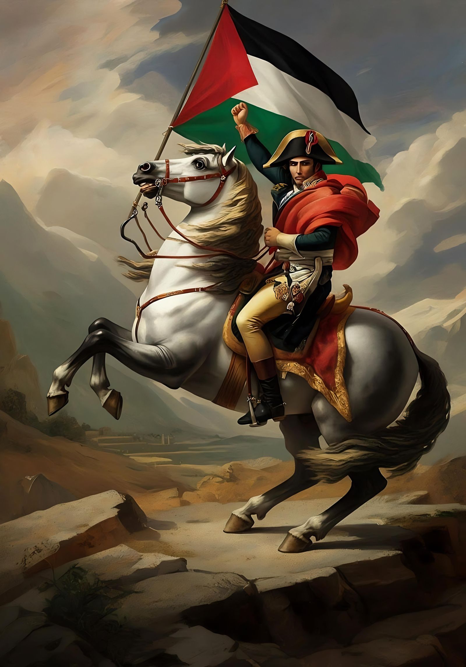 Palestinian Freedom Fighter Crossing Palestine, Heroic Portr...