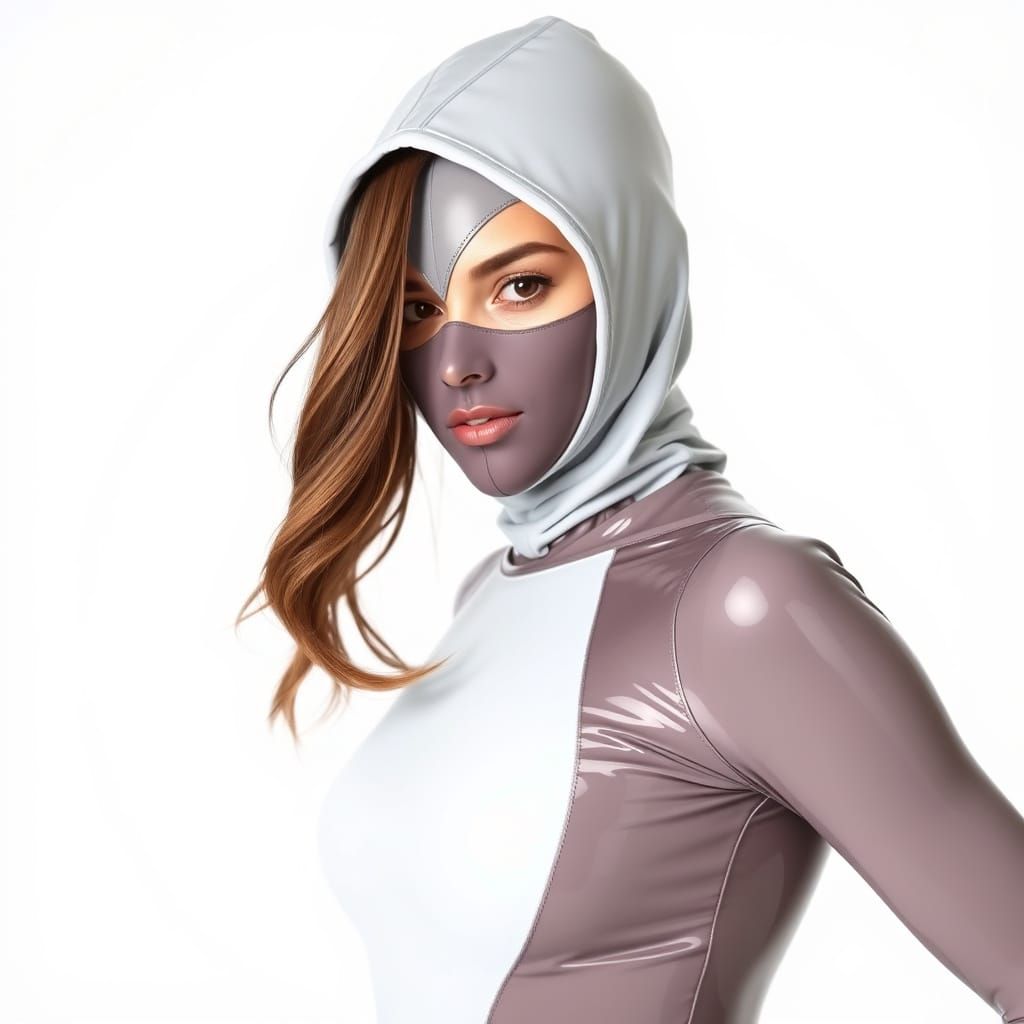 Curvy Woman in Latex Bodysuit