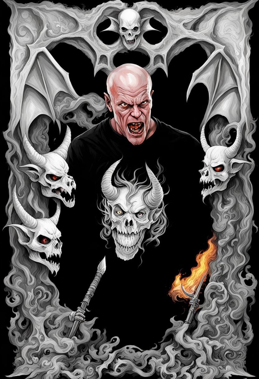 Demonic Devil of the Dark Age in Black and White