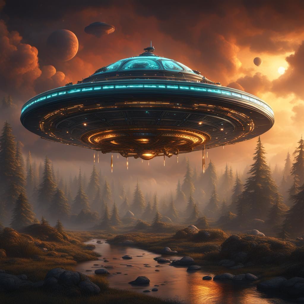 Detailed Matte Painting of a Flying Saucer