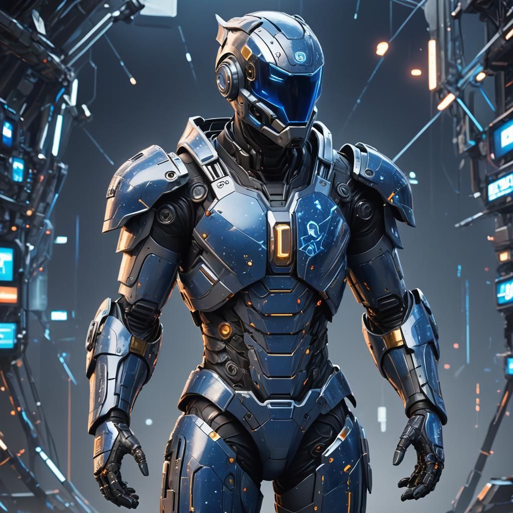 Futuristic Facebook Armor: Digital Network Concept Art