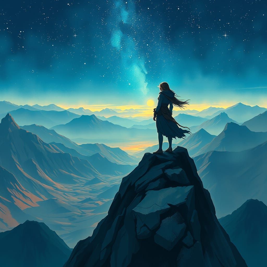 Ethereal Warrior Stands Vigilant Amidst a Battle-Scarred Wor...