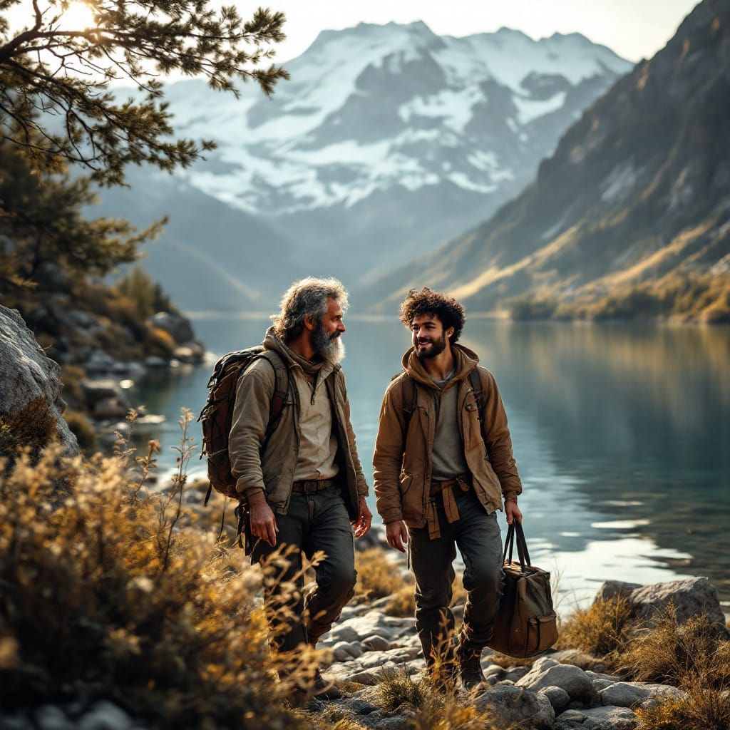 Father and Son Amidst Italian Wilderness
