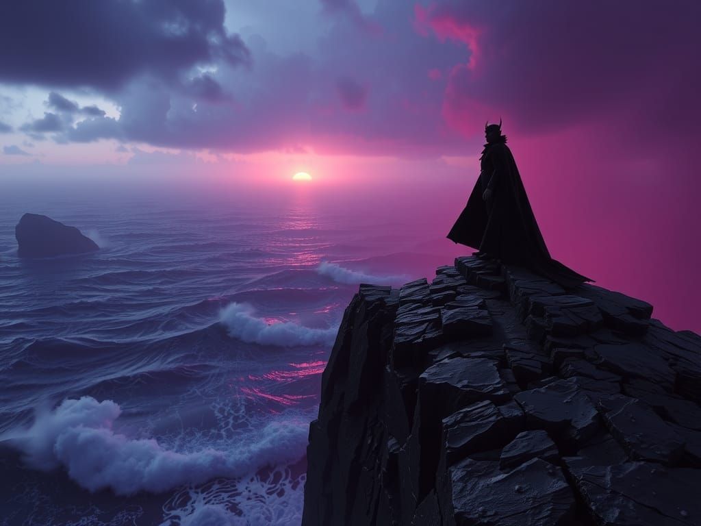 Dracula on Cliff: Dark Fantasy Concept Art