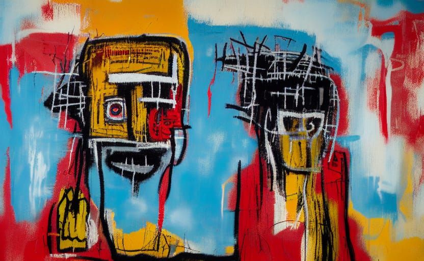 Boy and Dog in Neo-Expressionist Style Portrait