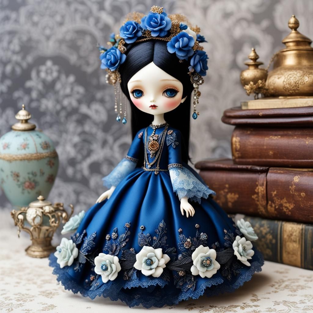 Elegant Goth Girl Doll in Victorian Style