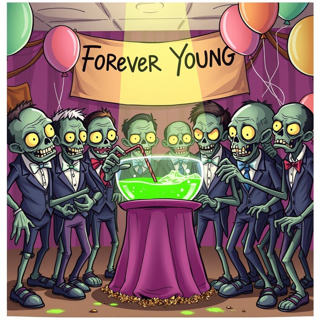 Zombies at Prom: A Humorous Digital Cartoon