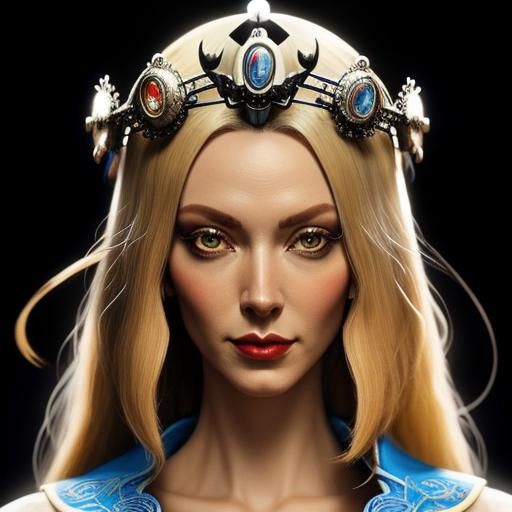 Glamorous Countess with Brown Hair in Vivid Colors