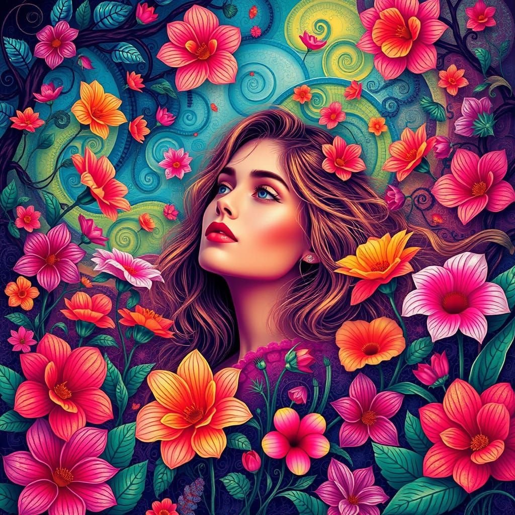 Psychedelic Blooming Dreamscape in Vibrant Colors