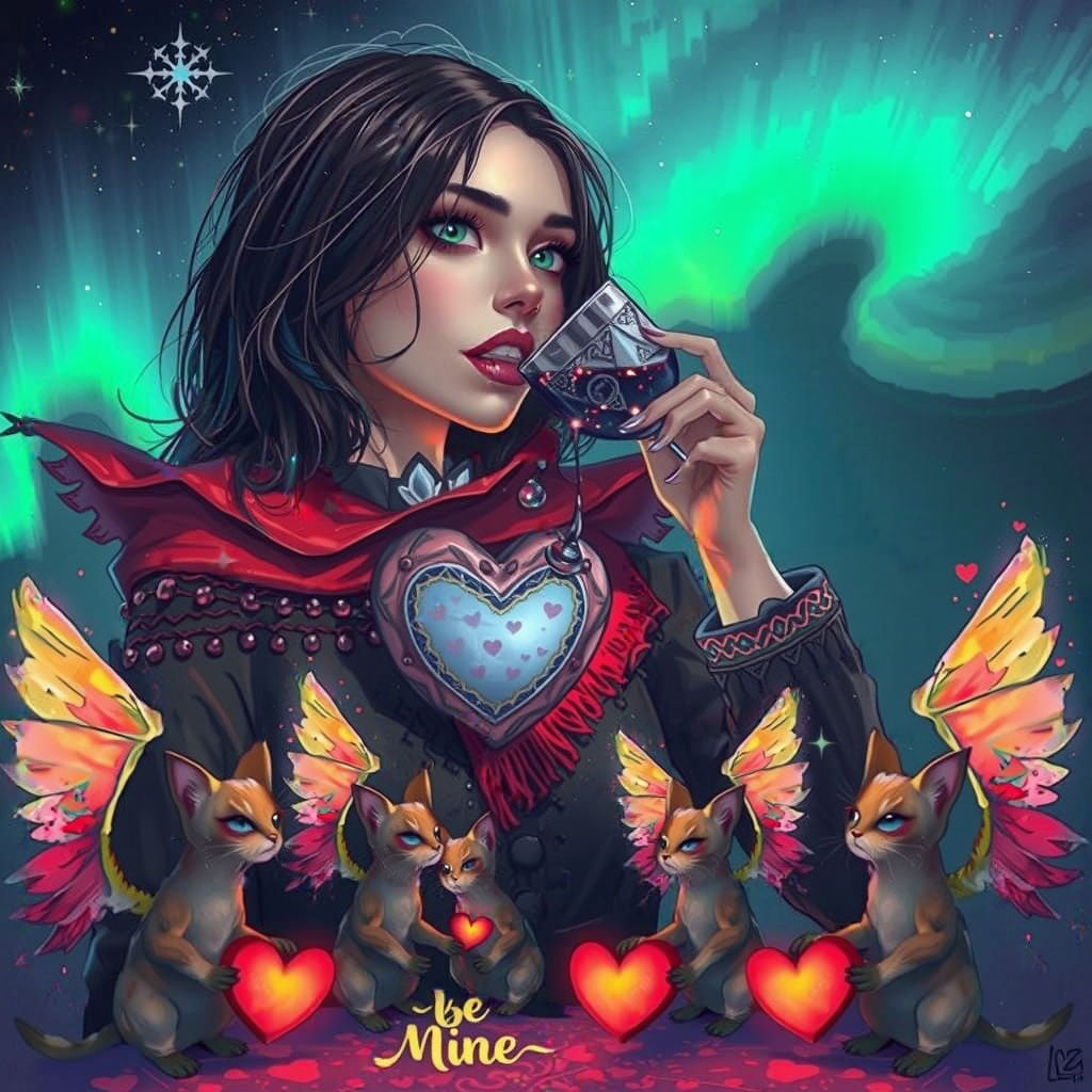 Sultry Vampire Goddess Embracing Valentine's Night