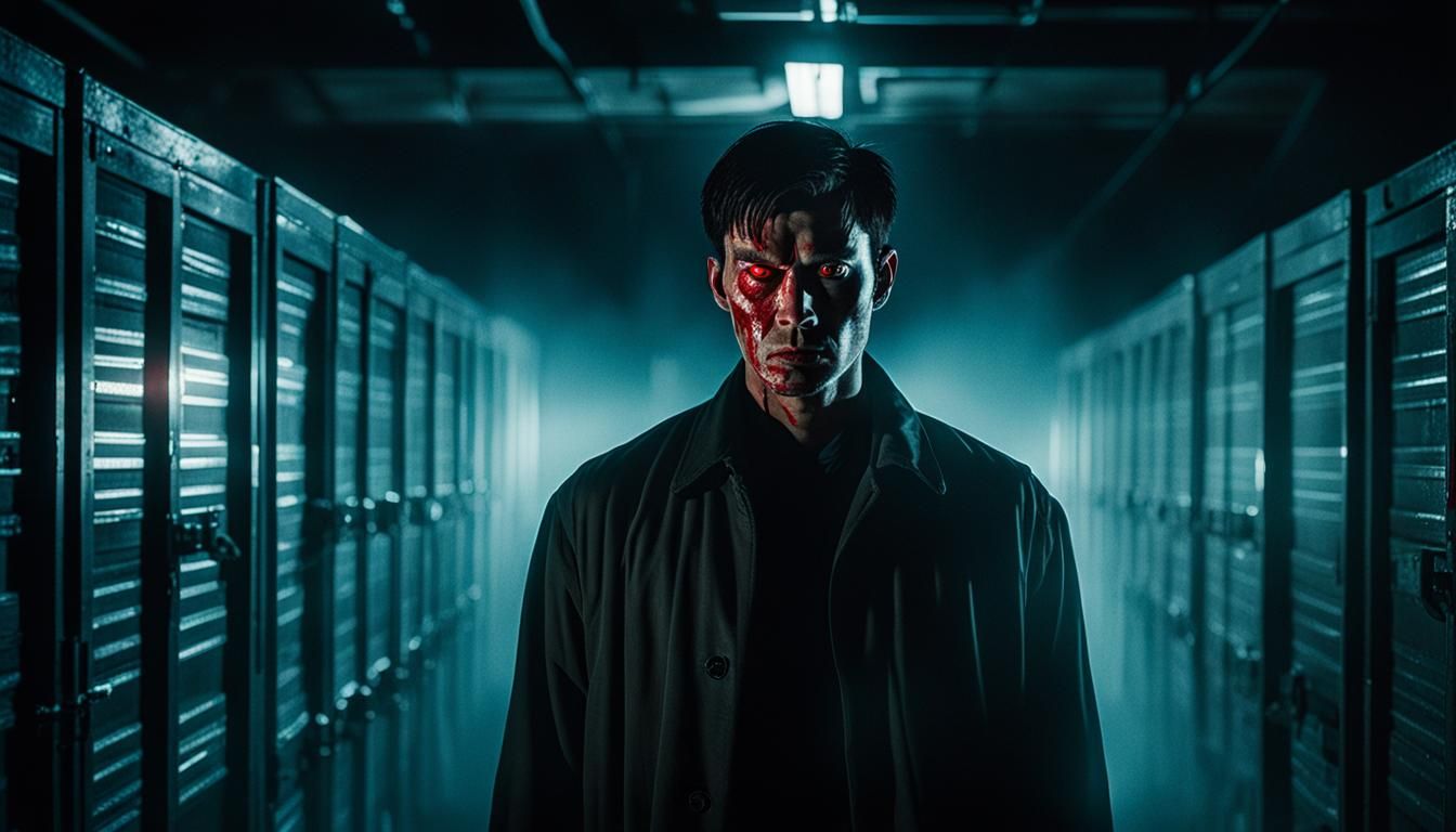 Eerie Ghostly Figure in Dark Storage Room