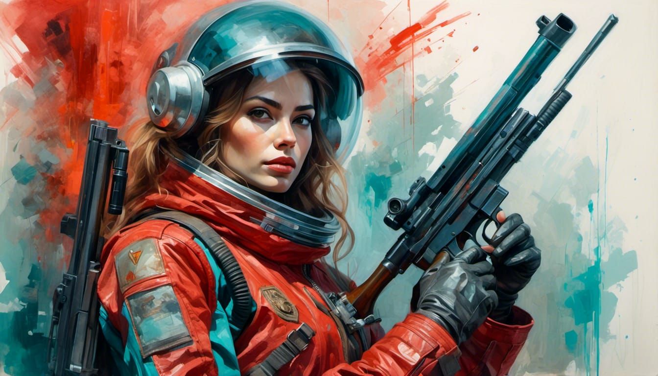 Sci-Fi Venezuelan Woman Portrait in Watercolor Style