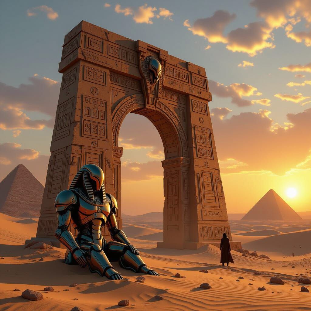 Anunnaki Stargate with Robot Guardian by Nile River