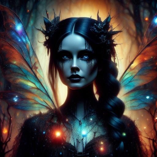 Biopunk Fairy with Deep Saturation and Contrast