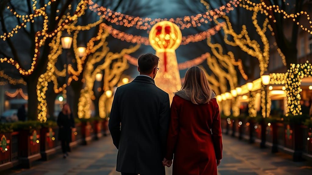 Couple in Holiday Park: Realistic Photography with Bokeh