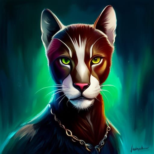 Masked Black Panther Painting in Polychromatic Splash Art