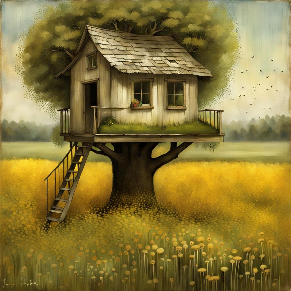 Treehouse Meadow Inspired by Kusama and Shishkin