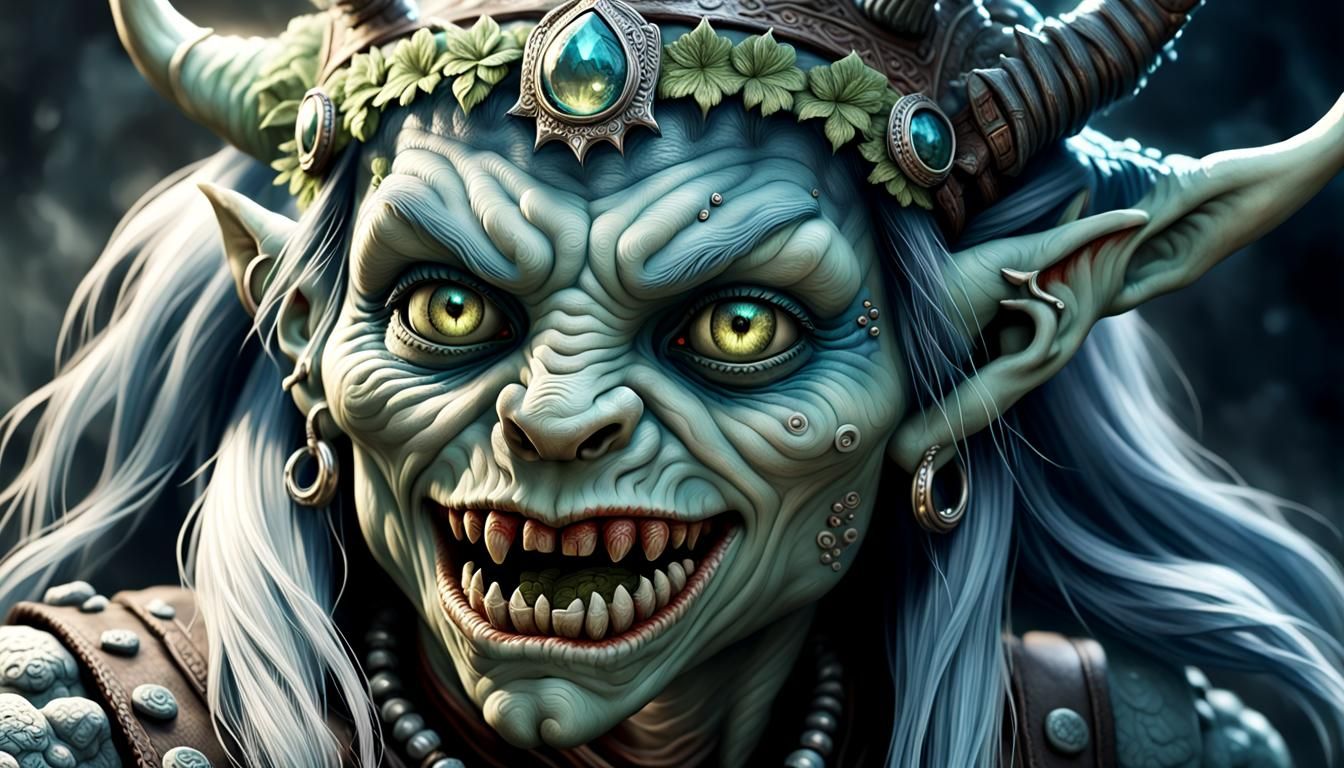 Norwegian Draug-Troll Portrait in Gothic Art Style