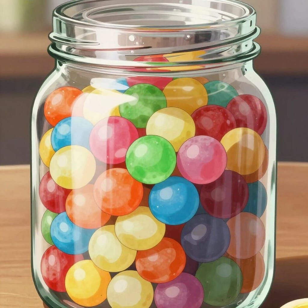 Colorful Candy Jar in Japanese Manga Style