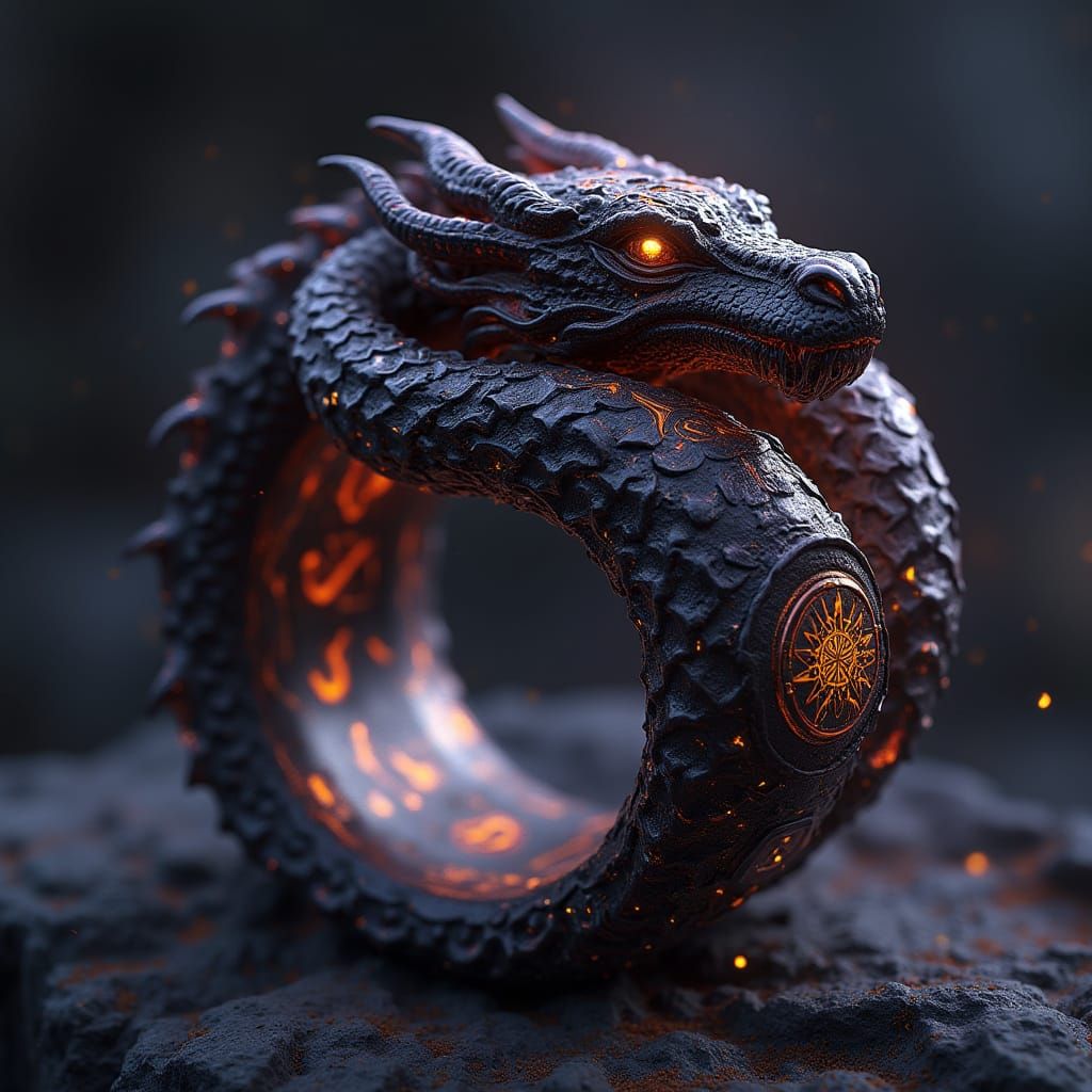 Dark Fantasy Dragon Ring in Majestic Black Onyx