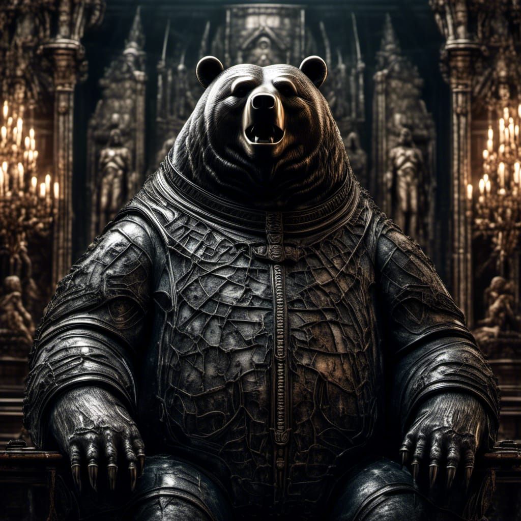 Gothic Bear Pope in Dark Magic Ceremony