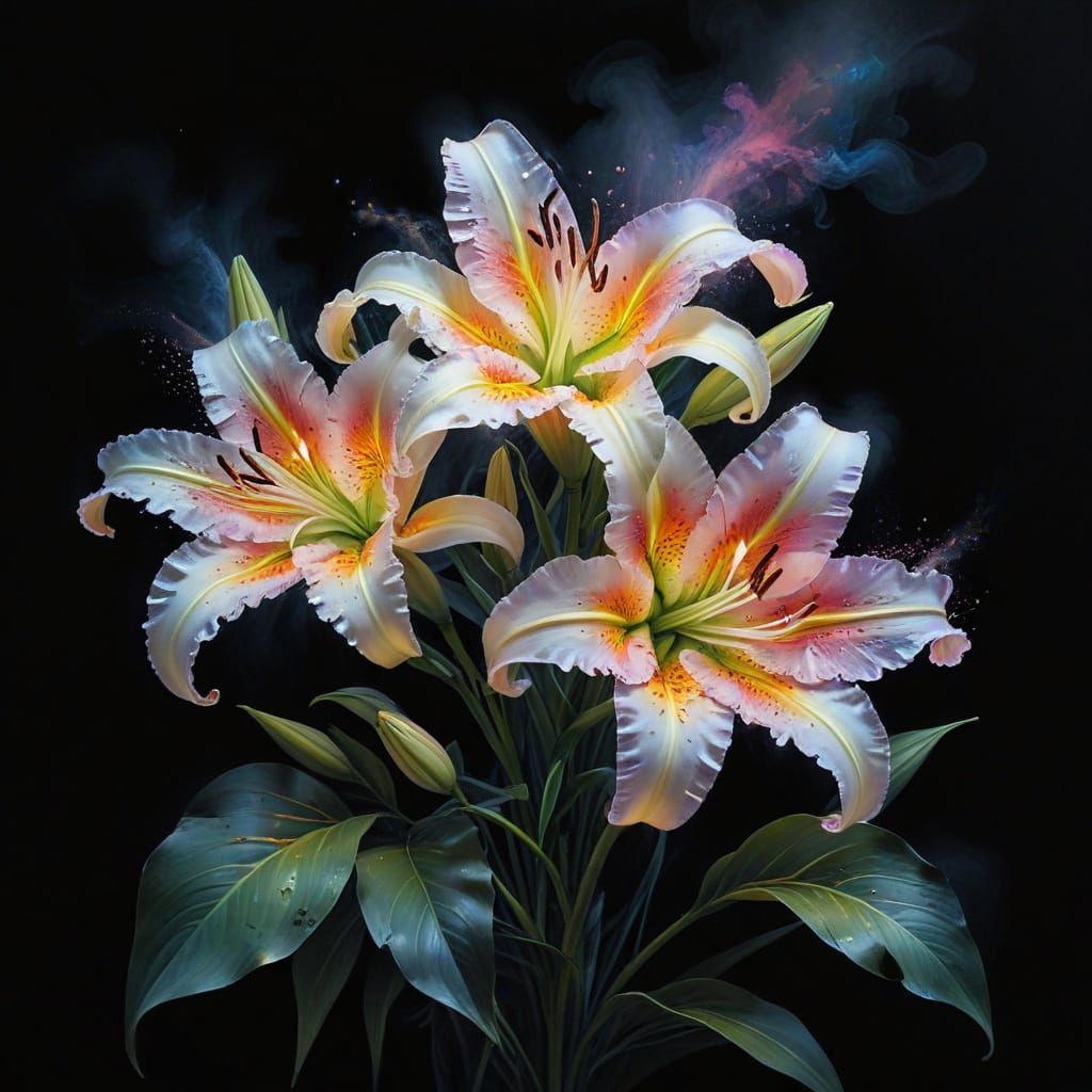 Pastel Rainbow Lilies in Ethereal Mist