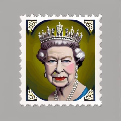 Queen Elizabeth: Photorealistic Portrait on Postage Stamp