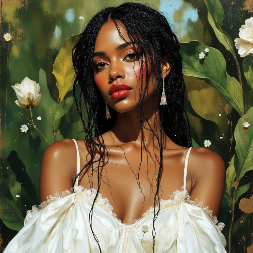 African Elegance in Flowing Gown: Vogue Style Portrait