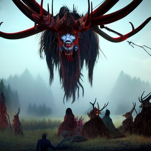 Wendigo at Powwow: Detailed Fantasy Concept Art