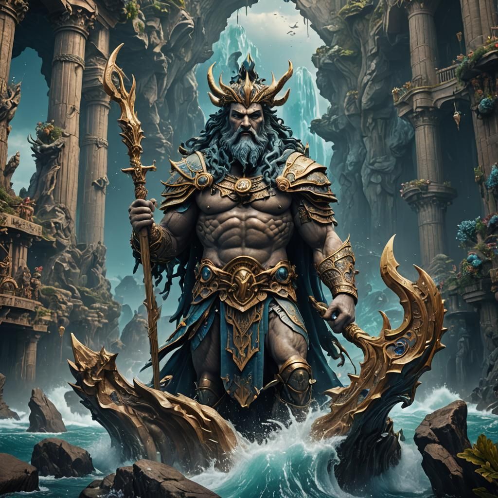 Detailed Matte Painting of Poseidon in Unreal Engine