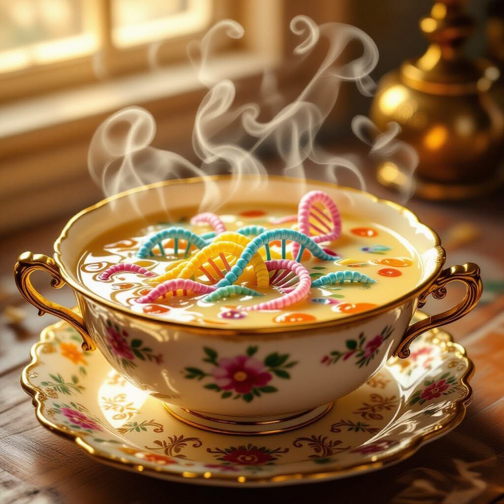 DNA Helices in Soup: Whimsical Dreamlike Rendering