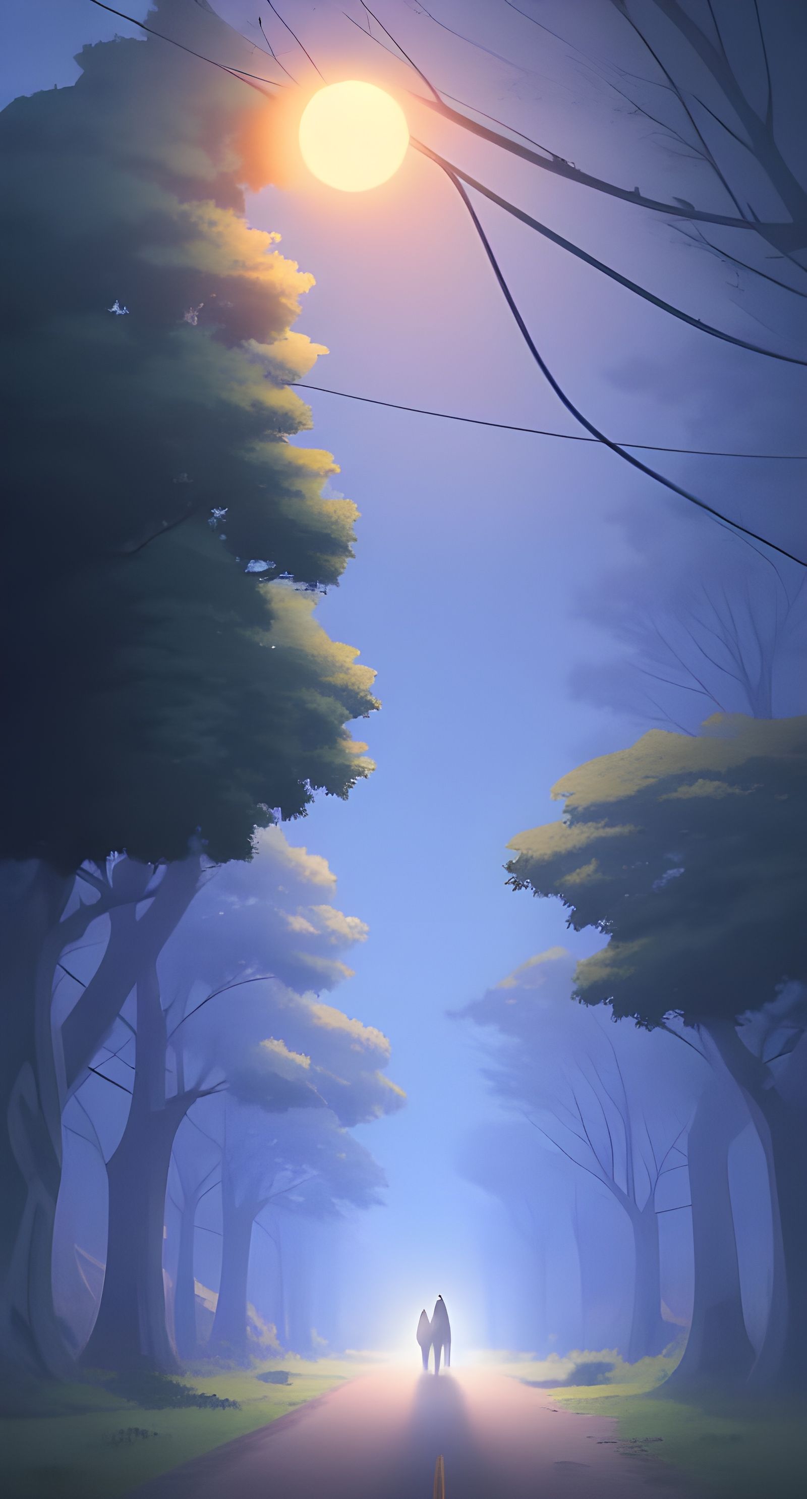 Cloaked Adventurer on Winding Road, Digital Illustration