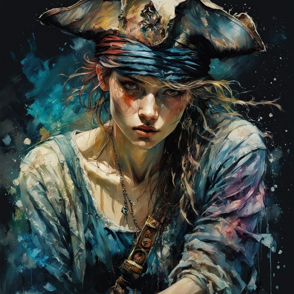 Pirate Portrait in Double Exposure Style