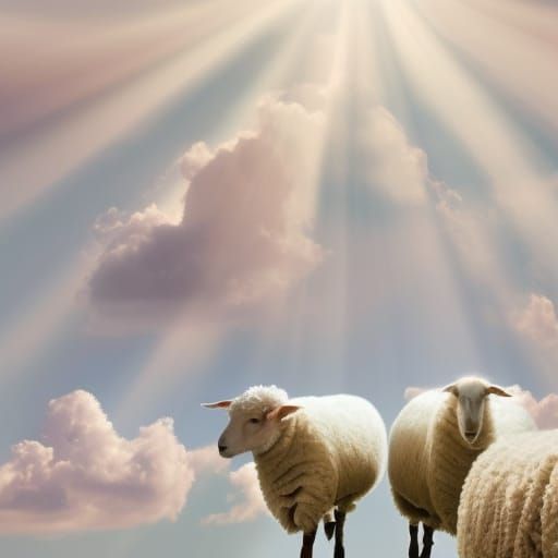 Clouds Shaped Like Sheep in Heavenly Light