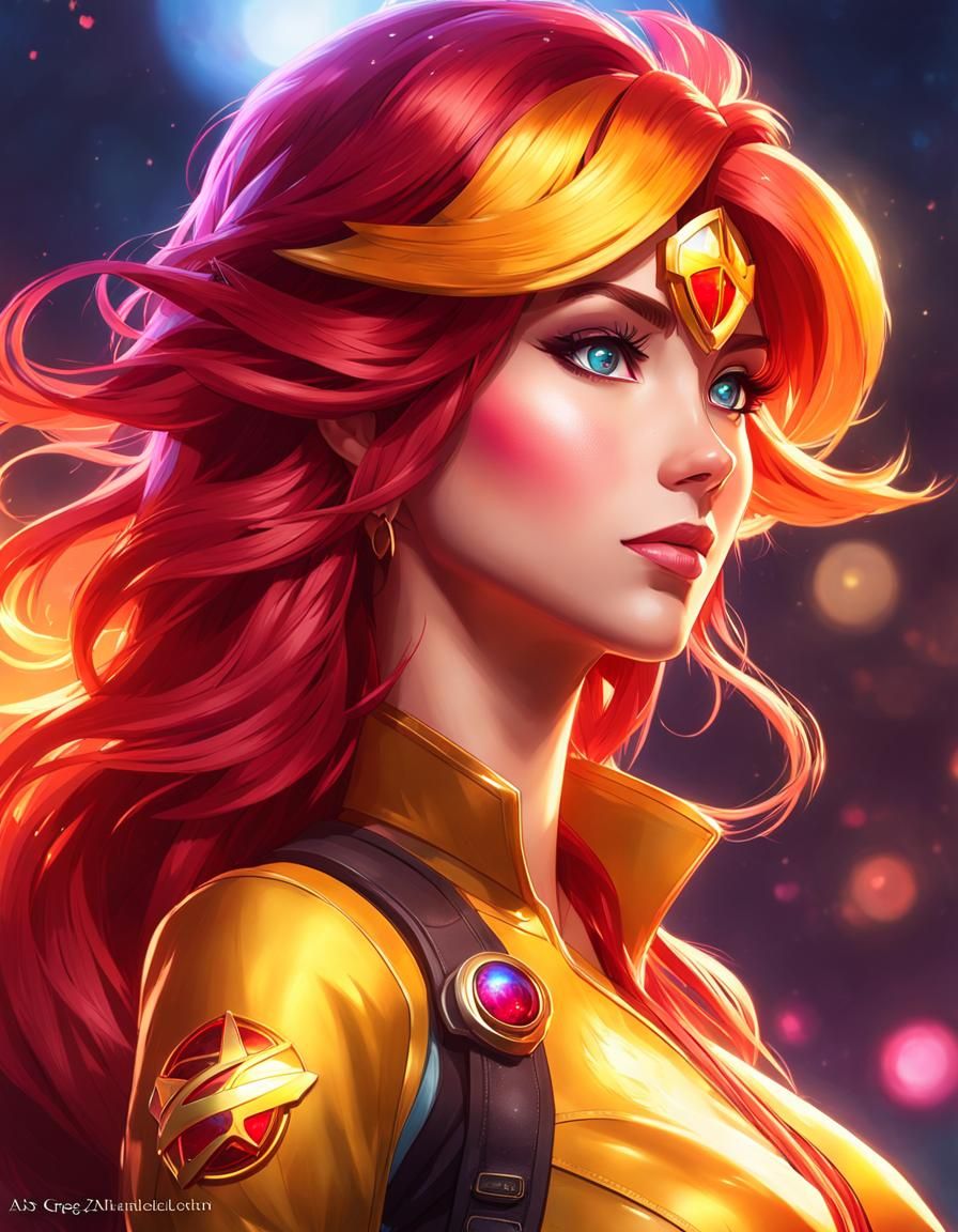 Sunset Shimmer Cosmic Defender in Anime Style