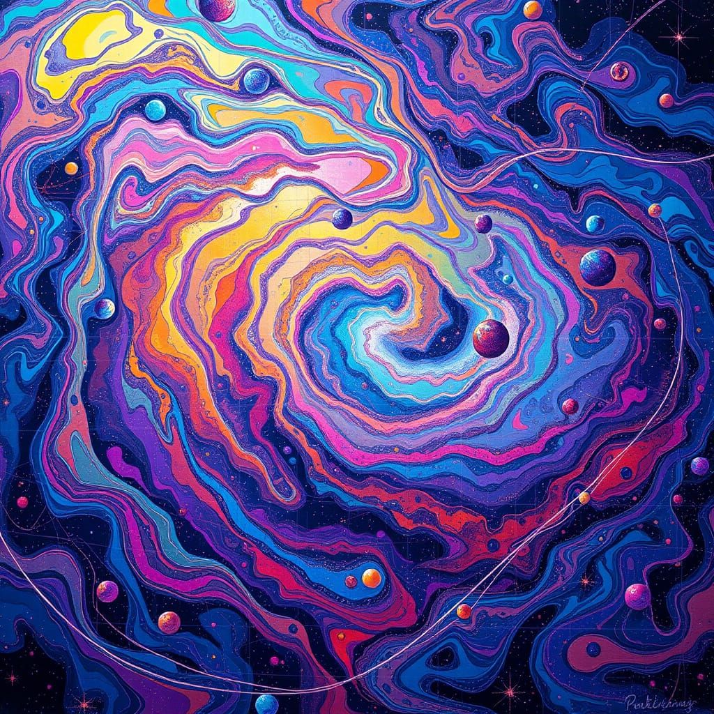 Iridescent Cosmic Dreamscape in Holographic Astral Illustrat...