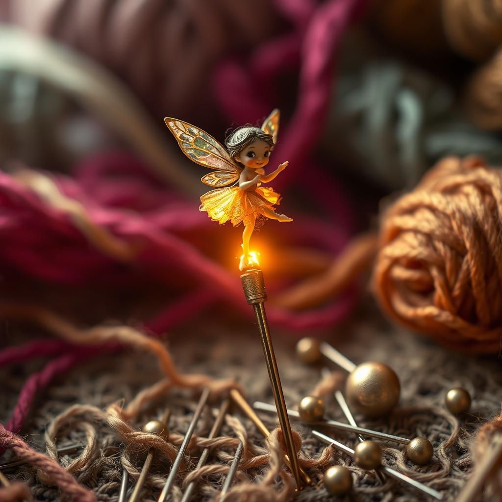 Whimsical Fairy Dancing on a Pin, Dreamlike Art